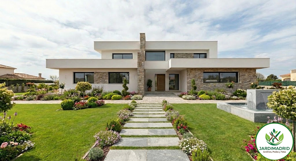 Foto del despues del paisajismo aplicado al chalet